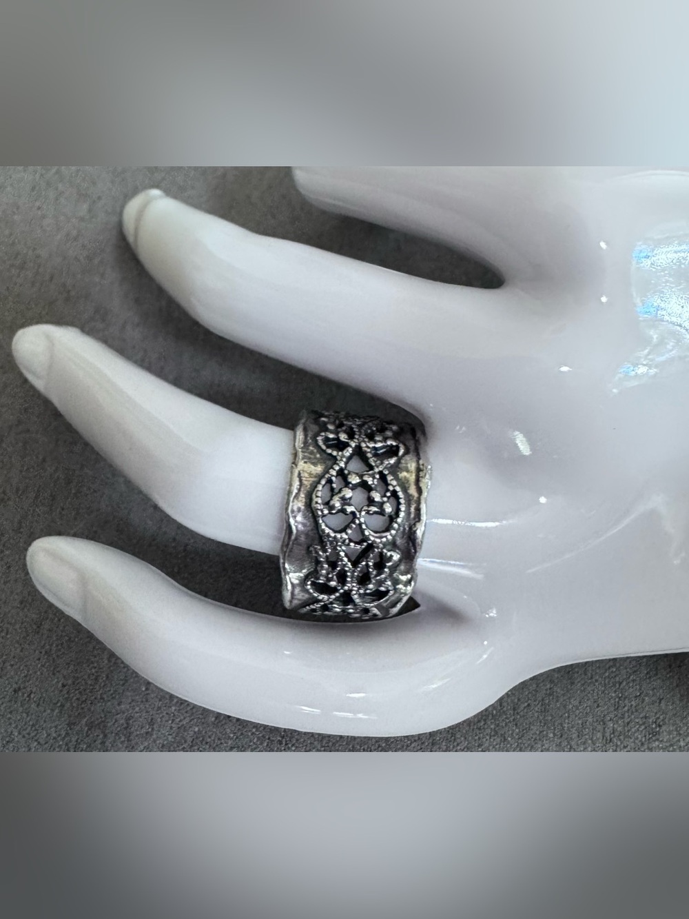 Paz Creations Sterling Silver Filigree Cigar Band Ring